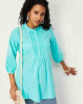 women embroidered regular fit tunic