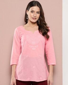 women embroidered regular fit tunic