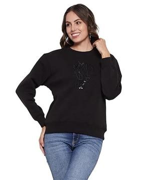 women embroidered relaxed fit crew-neck sweatshirt