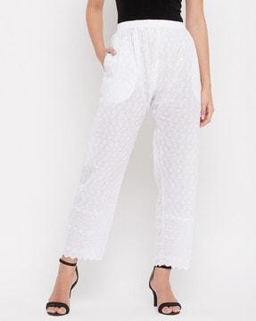 women embroidered relaxed fit pants