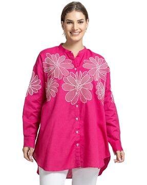 women embroidered relaxed fit shirt