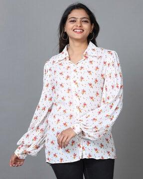 women embroidered relaxed fit shirt