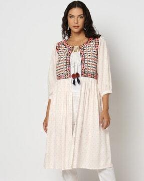 women embroidered relaxed fit shrug