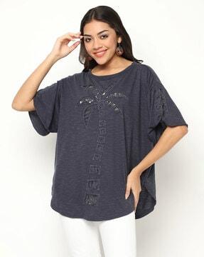 women embroidered relaxed fit top