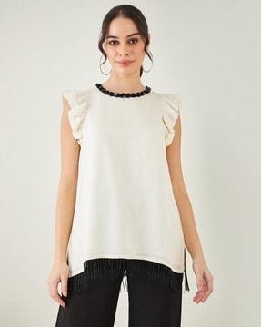 women embroidered relaxed fit top