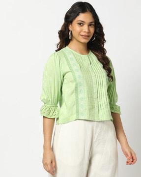 women embroidered relaxed fit top