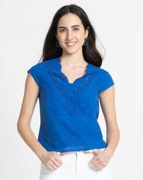 women embroidered relaxed fit top