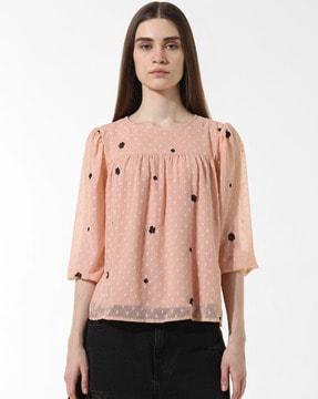 women embroidered relaxed fit top