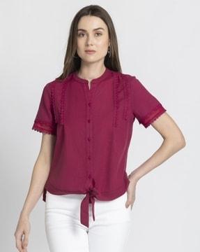 women embroidered relaxed fit top