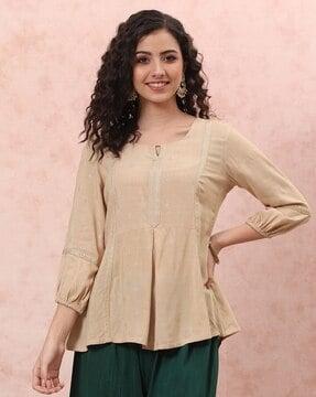 women embroidered relaxed fit top