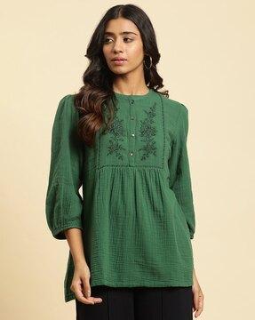 women embroidered relaxed fit top