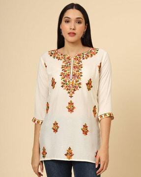 women embroidered relaxed fit top