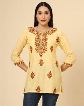 women embroidered relaxed fit top