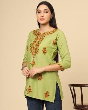 women embroidered relaxed fit top