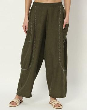 women embroidered relaxed fit trousers