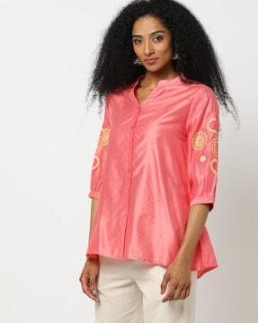women embroidered relaxed fit tunic
