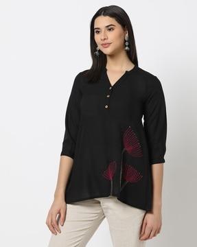 women embroidered relaxed fit tunic