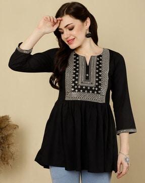 women embroidered relaxed fit tunic