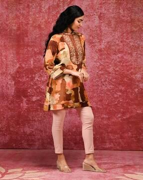 women embroidered relaxed fit tunic