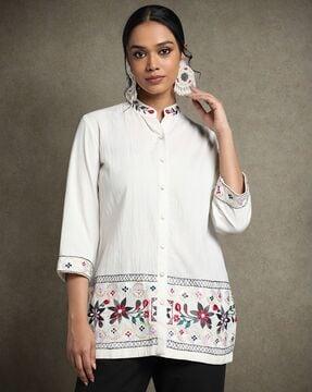 women embroidered relaxed fit tunic