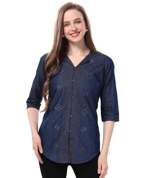 women embroidered relaxed fit tunic