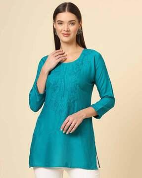 women embroidered relaxed fit tunic