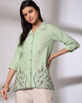 women embroidered relaxed fit tunic