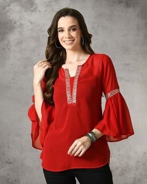 women embroidered relaxed fit tunic