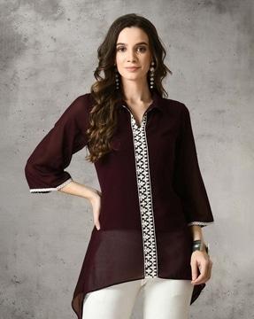 women embroidered relaxed fit tunic