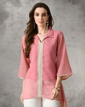 women embroidered relaxed fit tunic