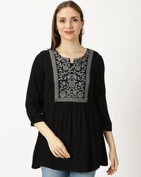 women embroidered relaxed fit tunic