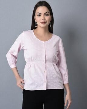 women embroidered round-neck top