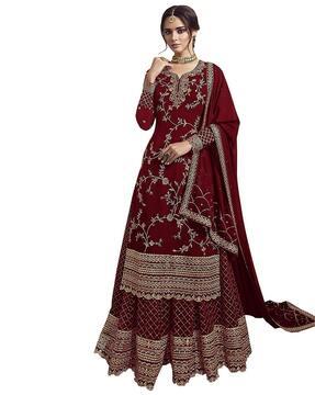 women embroidered salwar suit with dupatta