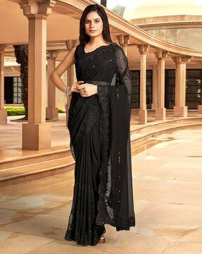 women embroidered saree with blouse piece