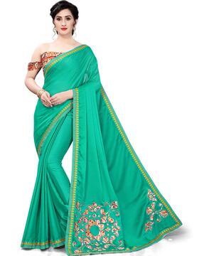 women embroidered saree with blouse piece