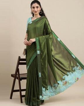 women embroidered saree with blouse piece