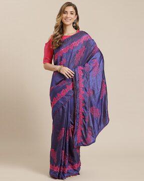 women embroidered saree with blouse piece