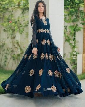 women embroidered semi-stitched straight dress material