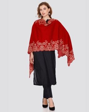 women embroidered shawl with rectangular shape