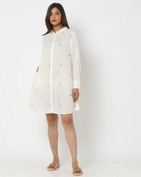 women embroidered shirt dress