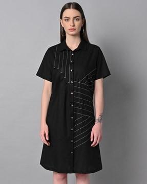 women embroidered shirt dress