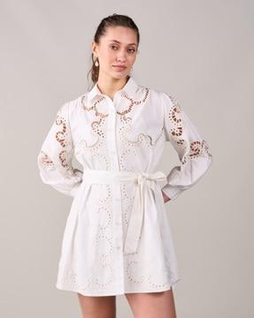 women embroidered shirt dress