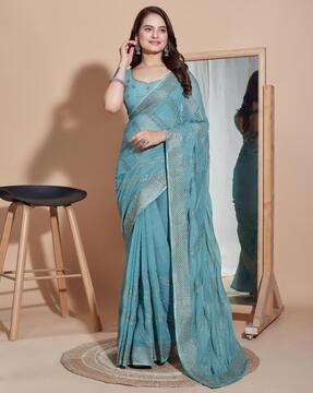 women embroidered silk saree