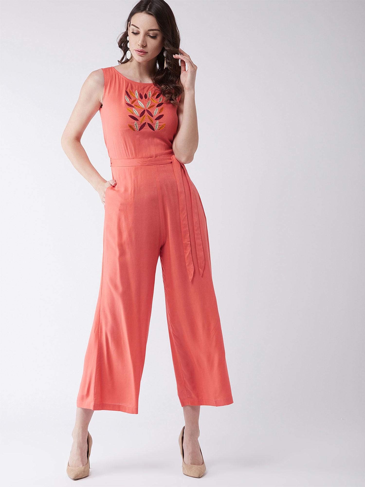 women embroidered sleeveless jumpsuit