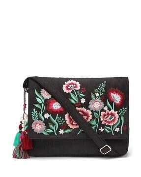 women embroidered sling bag with adjustable strap