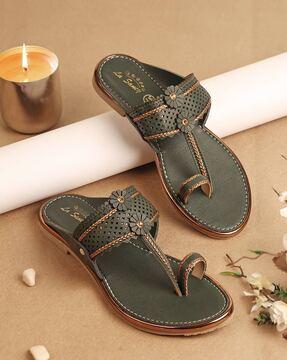women embroidered slip-on flat sandals