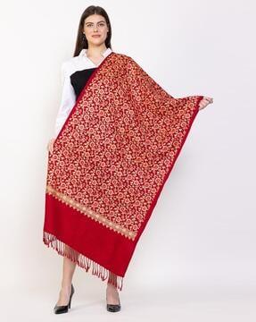 women embroidered stole with fringes