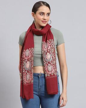 women embroidered stole with rectangular shape