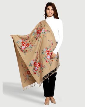 women embroidered stole with tassels