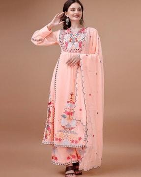 women embroidered straight kurta set